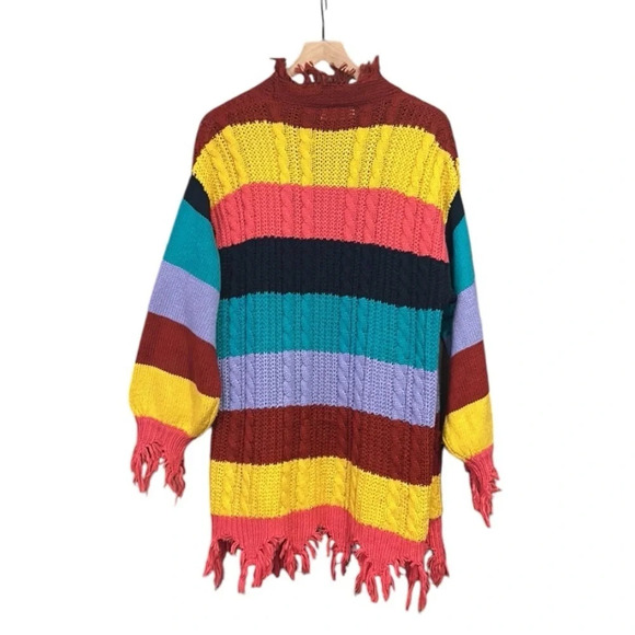 Peach Love California Women's Multi-color Oversized Knit Cardigan Sweater Small - Picture 4 of 11